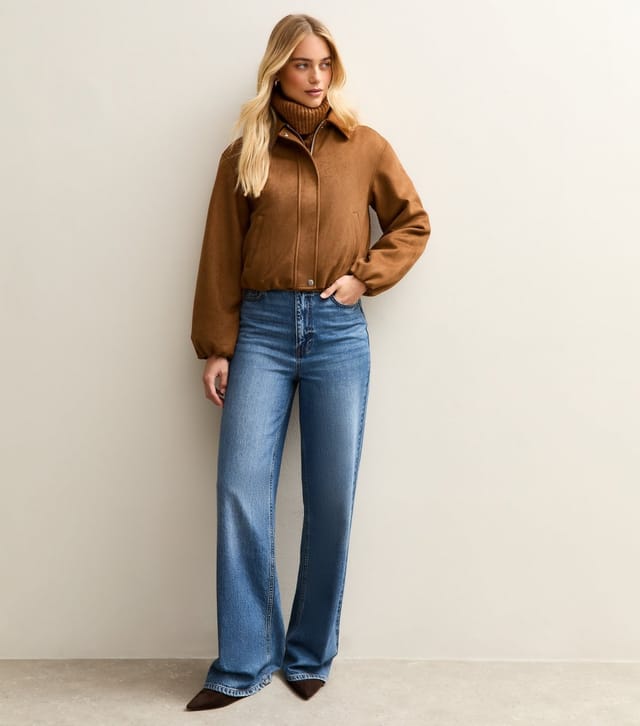 New Look Women's Tan Faux Suede Bubble Hem Jacket New Look - 3