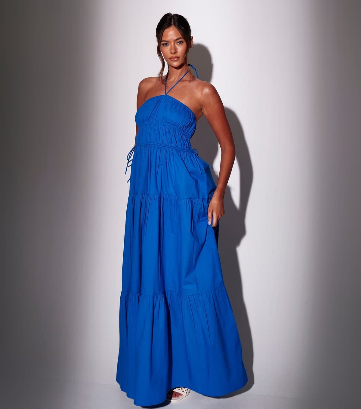 South Beach Women's Bright Blue Halterneck Tiered Maxi Dress South Beach New Look