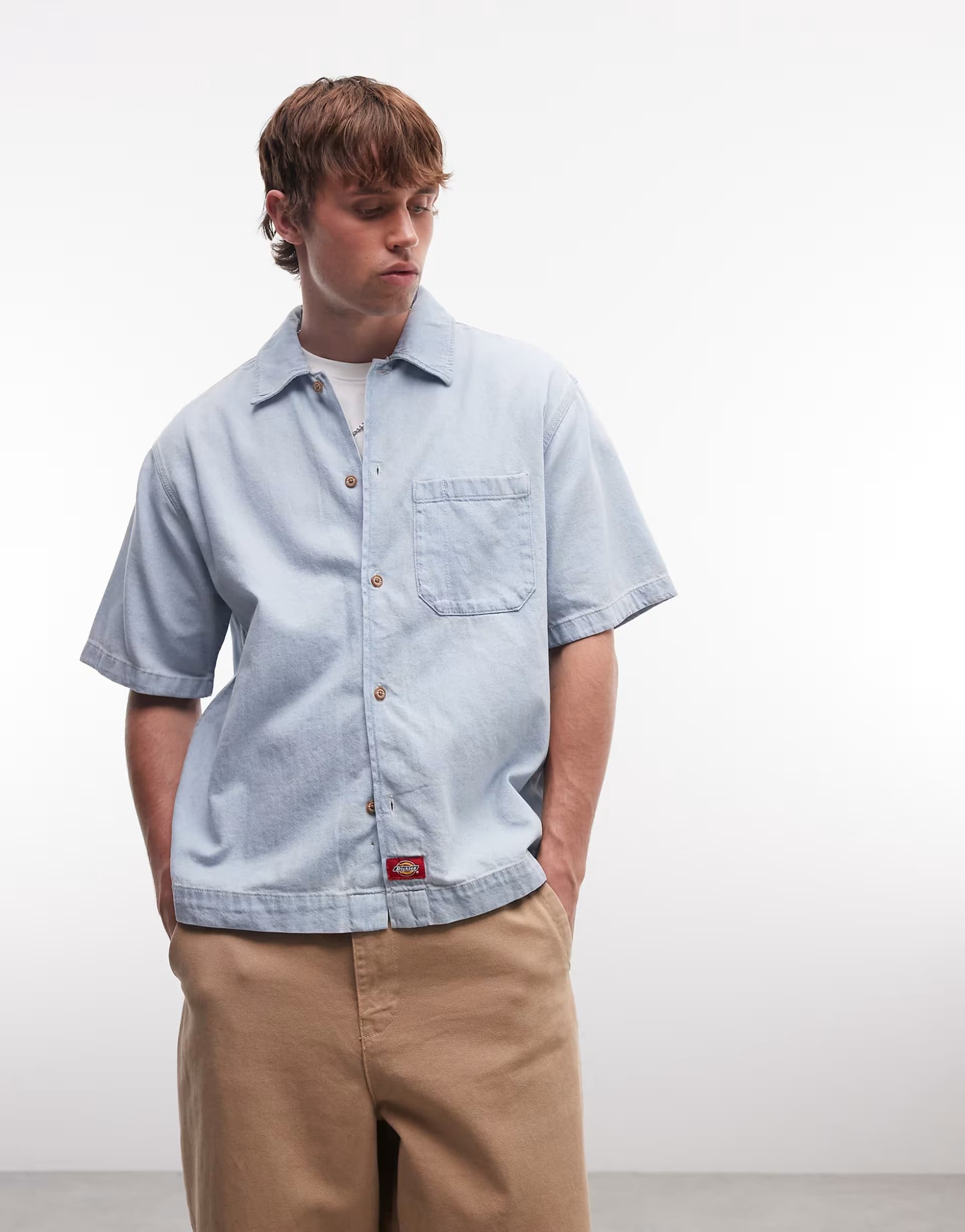 ASOS Dickies short sleeve denim shirt in light blue