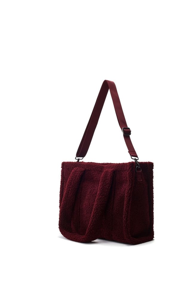 Moda In Pelle Moda In Pelle Women's 'Jemima Bag' Faux Fur Shoulder Bag in Burgundy - 2