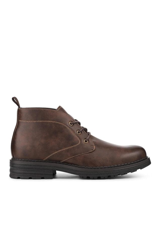 Pavers Pavers Men's Lace Up Casual Block Heel Chukka Boots in Brown - 2