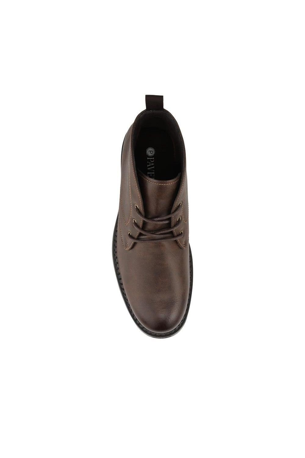 Pavers Pavers Men's Lace Up Casual Block Heel Chukka Boots in Brown - 4