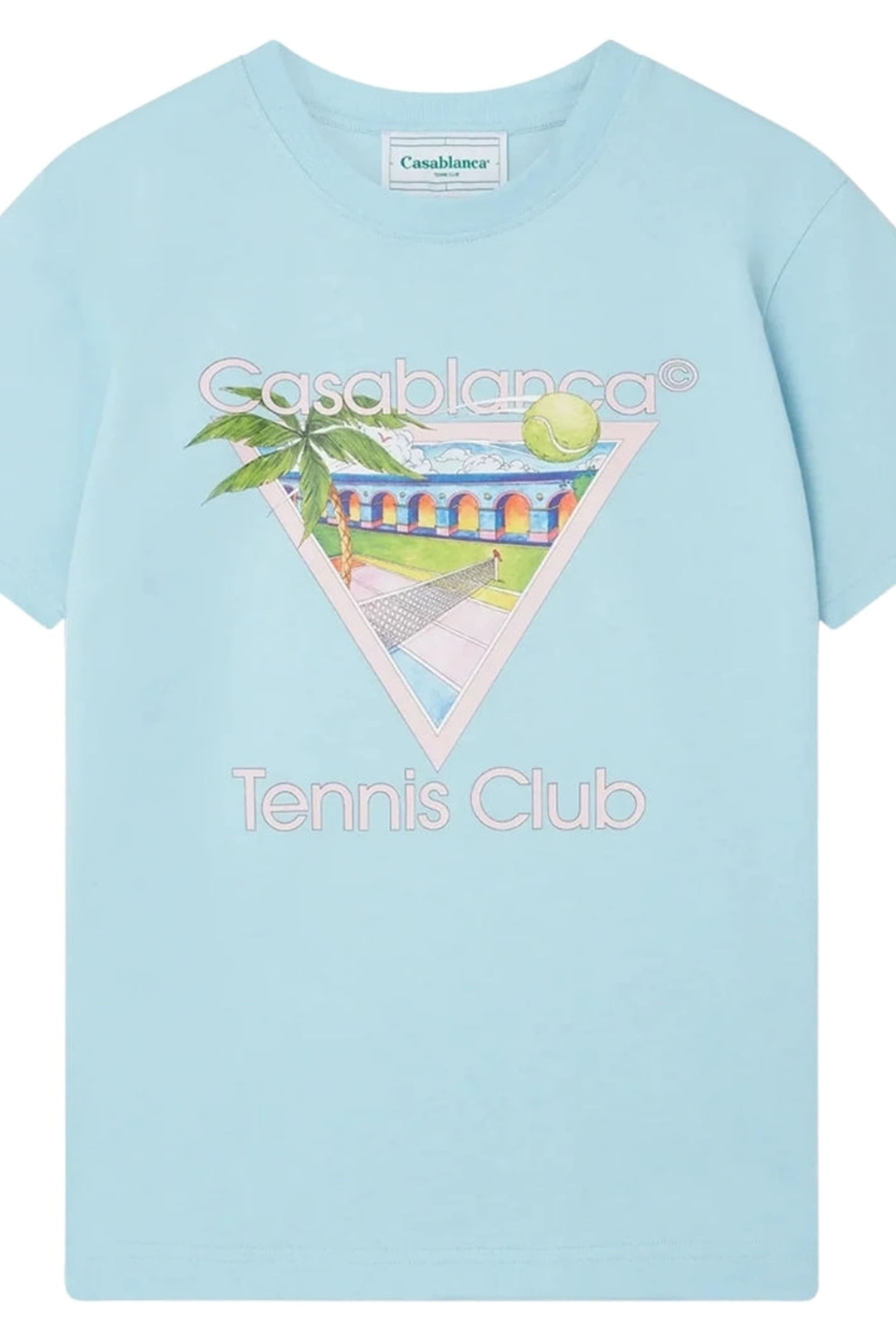 Casablanca Casablanca Men's Tennis Club Icon Short Sleeve Crew T-shirt in Duck Egg Blue