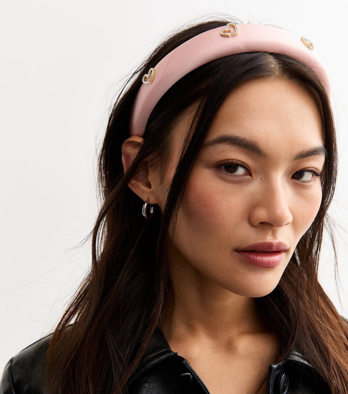 New Look Pink Diamanté Heart Padded Headband New Look