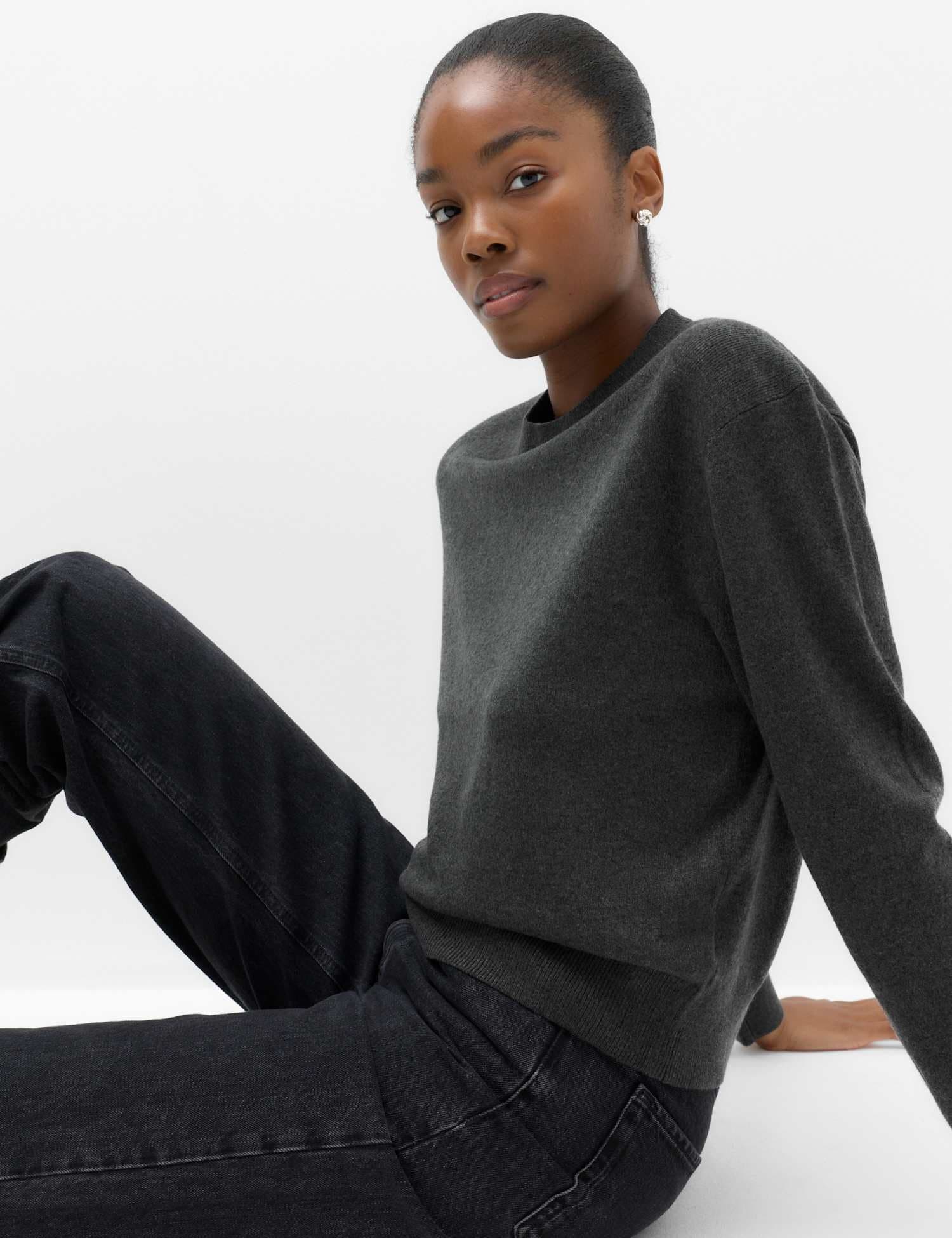 Marks & Spencer M&S Shoulder Detail Relaxed Jumper Charcoal