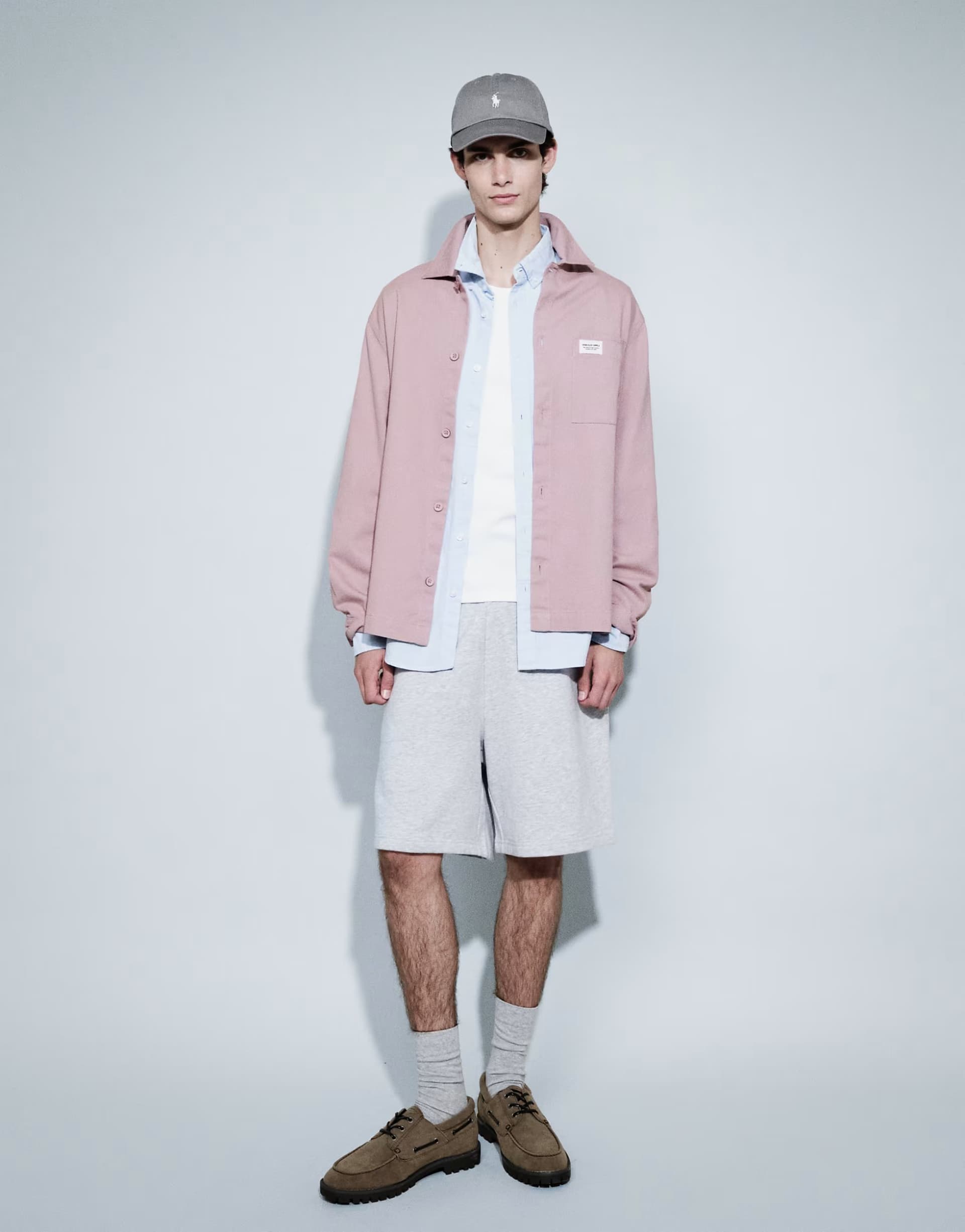 ASOS ASOS DESIGN cotton twill overshirt with badge in dusty pink
