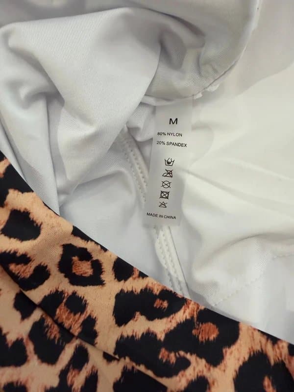 rxrxcoco Leopard Halter Neck One‑Piece – Ruched Tummy Control Swimsuit Medium