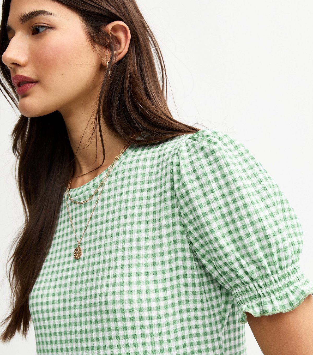 New Look Women's Green Gingham Smock Tiered Mini Dress New Look - 2