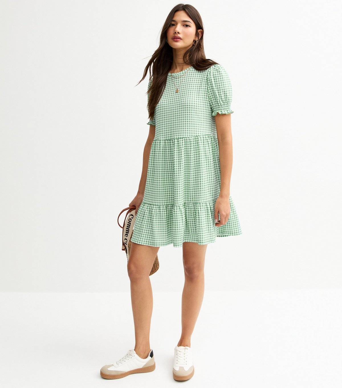 New Look Women's Green Gingham Smock Tiered Mini Dress New Look - 3