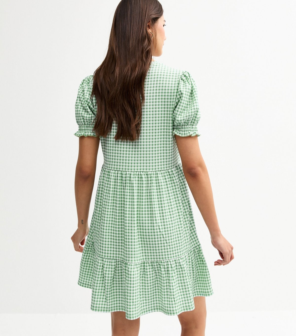 New Look Women's Green Gingham Smock Tiered Mini Dress New Look - 4