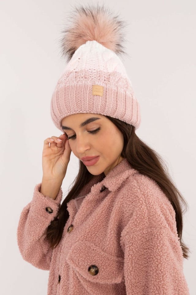 Love Lace Love Lace Women's Fleece Lined Plaid Pom Pom Winter Beanie Soft Wool Blend Acrylic in Pink - 2