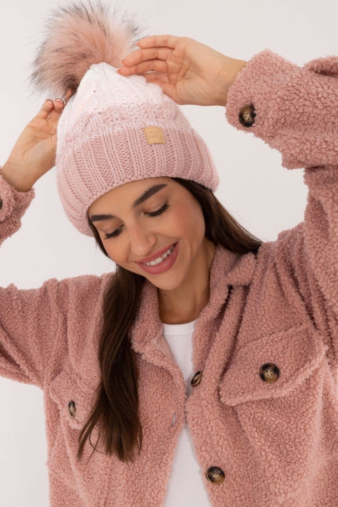 Love Lace Love Lace Women's Fleece Lined Plaid Pom Pom Winter Beanie Soft Wool Blend Acrylic in Pink - 4