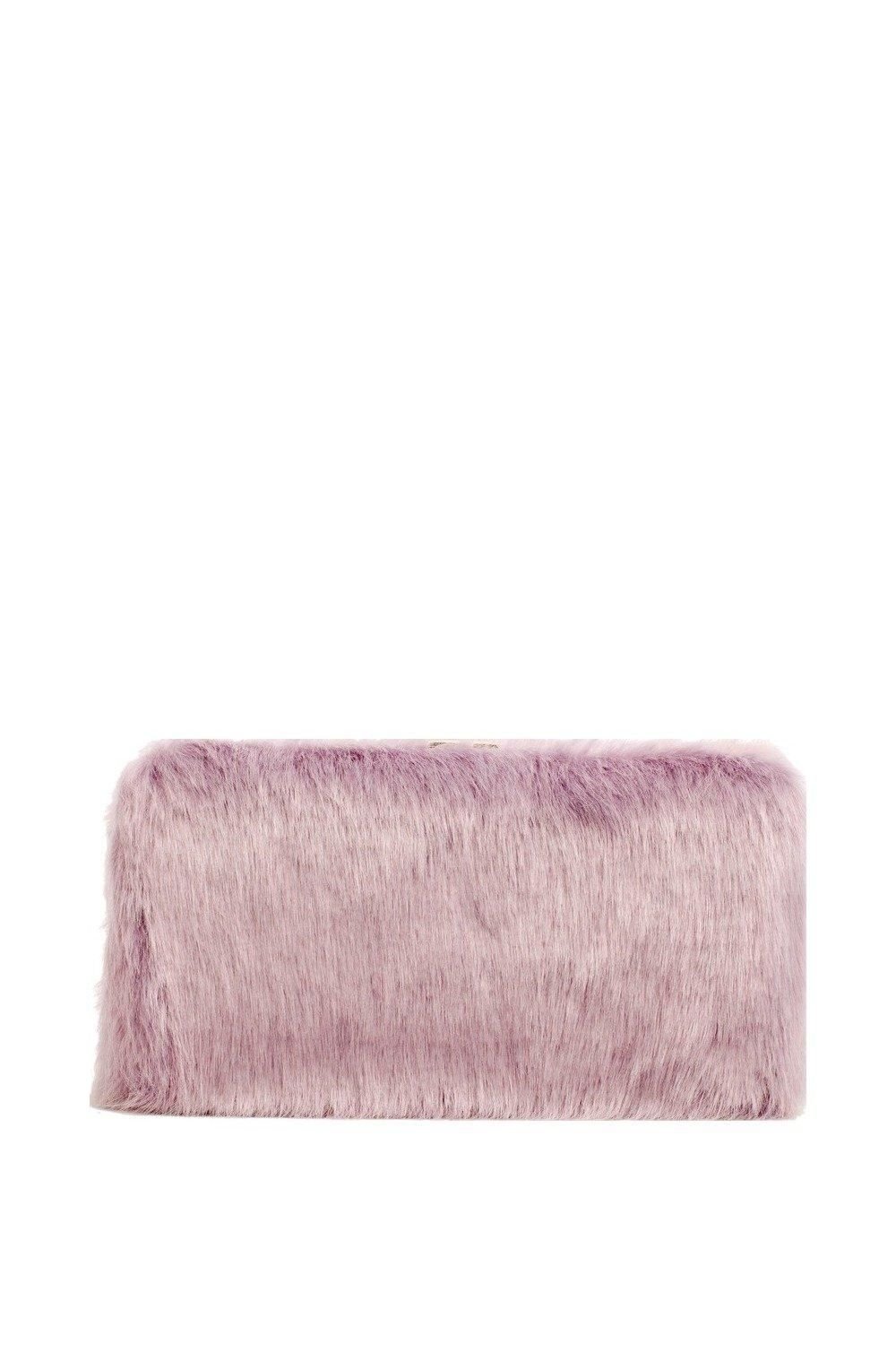 Claudia Canova Claudia Canova Women's Faux Fur Clutch Bag & Chain in Lilac - 2