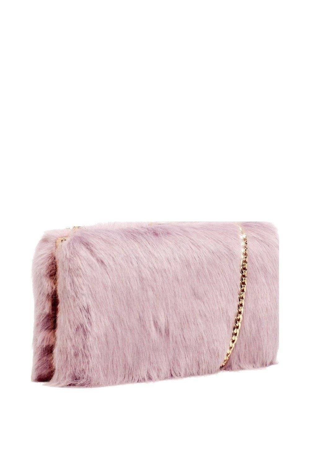 Claudia Canova Claudia Canova Women's Faux Fur Clutch Bag & Chain in Lilac - 3
