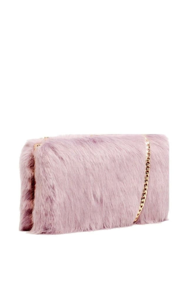 Claudia Canova Claudia Canova Women's Faux Fur Clutch Bag & Chain in Lilac - 3
