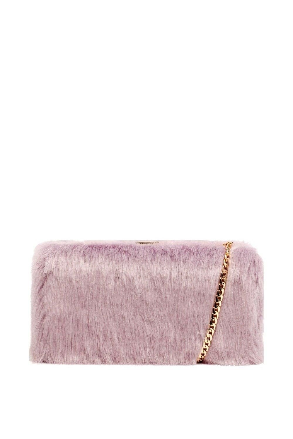 Claudia Canova Claudia Canova Women's Faux Fur Clutch Bag & Chain in Lilac - 4