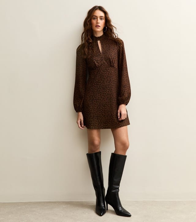 New Look Women's Brown Animal Print Keyhole Mini Dress New Look - 3