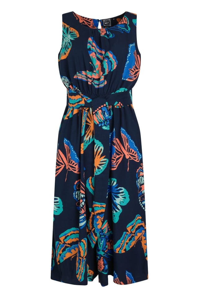 Weird Fish Weird Fish Women's Nalani Printed Viscose Jumpsuit in Dark Blue - 2