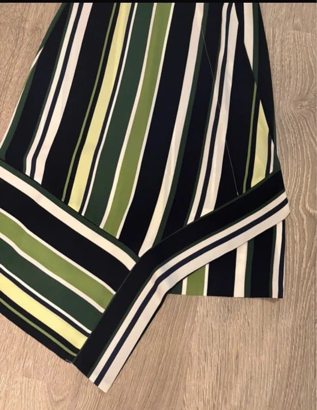 Next Next Tailoring Green Striped Asymmetric Wrap Midi Skirt UK 6