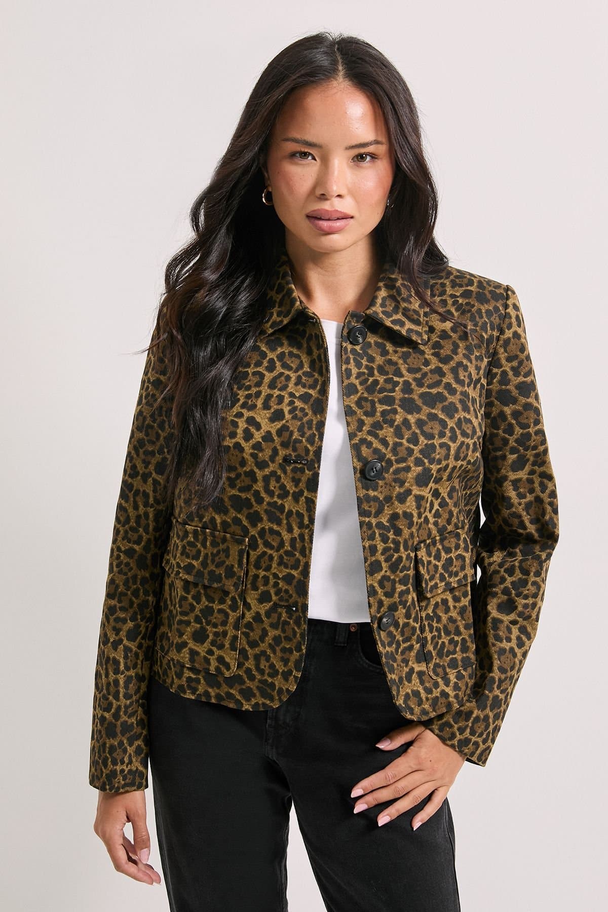 Dorothy Perkins Dorothy Perkins Animal Print Pocket Detail Jacket