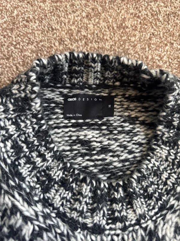 ASOS Design ASOS Design Black & White Marl Chunky Knit Jumper - Size XS