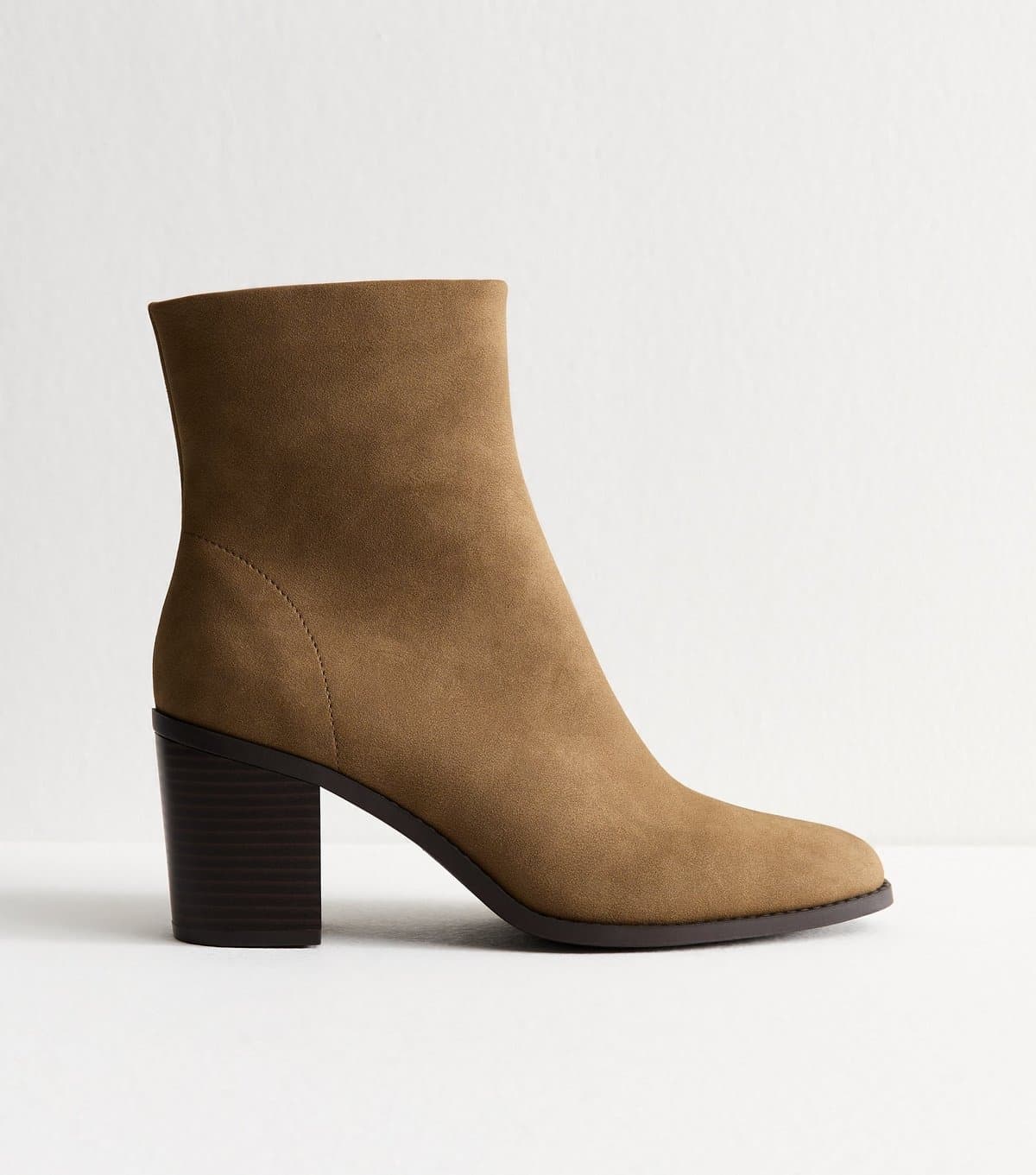 New Look Women's Camel Faux Suede Almond Toe Ankle Boots Vegan New Look