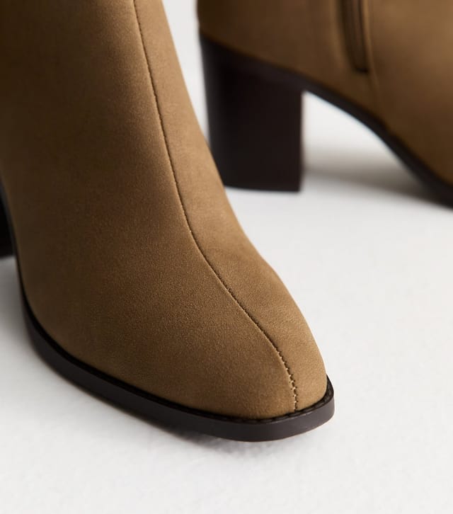 New Look Women's Camel Faux Suede Almond Toe Ankle Boots Vegan New Look - 3