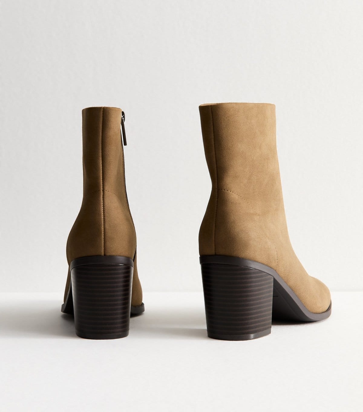 New Look Women's Camel Faux Suede Almond Toe Ankle Boots Vegan New Look - 4