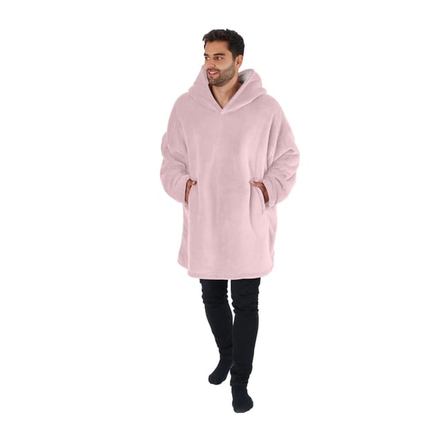 Brand Lab Brand Lab Men's Sherpa Fleece Hoodie in Baby Pink - 3