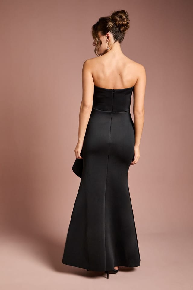 Coast Coast Women's Bandeau Ruffle Stretch Crepe Maxi Dress in Black - 3