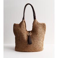 New Look Stone Woven Plaited Handle Bag New Look - 1
