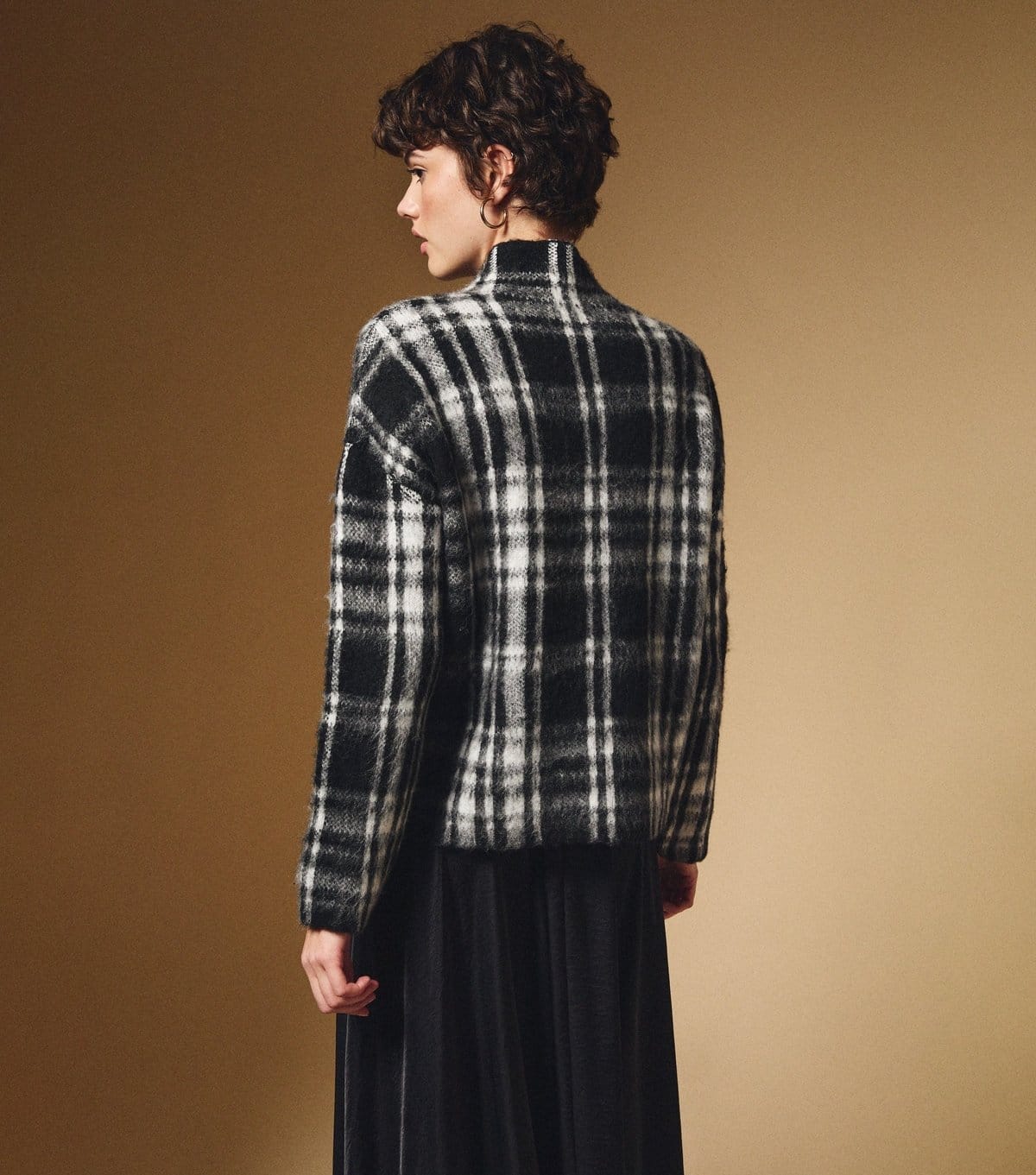 New Look Women's Black Brushed Longline Check Jumper New Look - 4