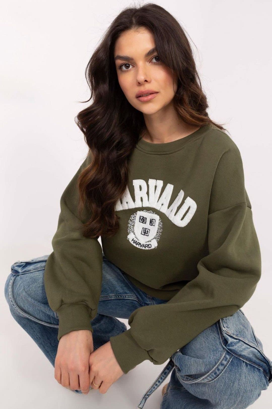 Love Lace Love Lace Women's Cotton Blend Insulated Casual Sweatshirt in Green