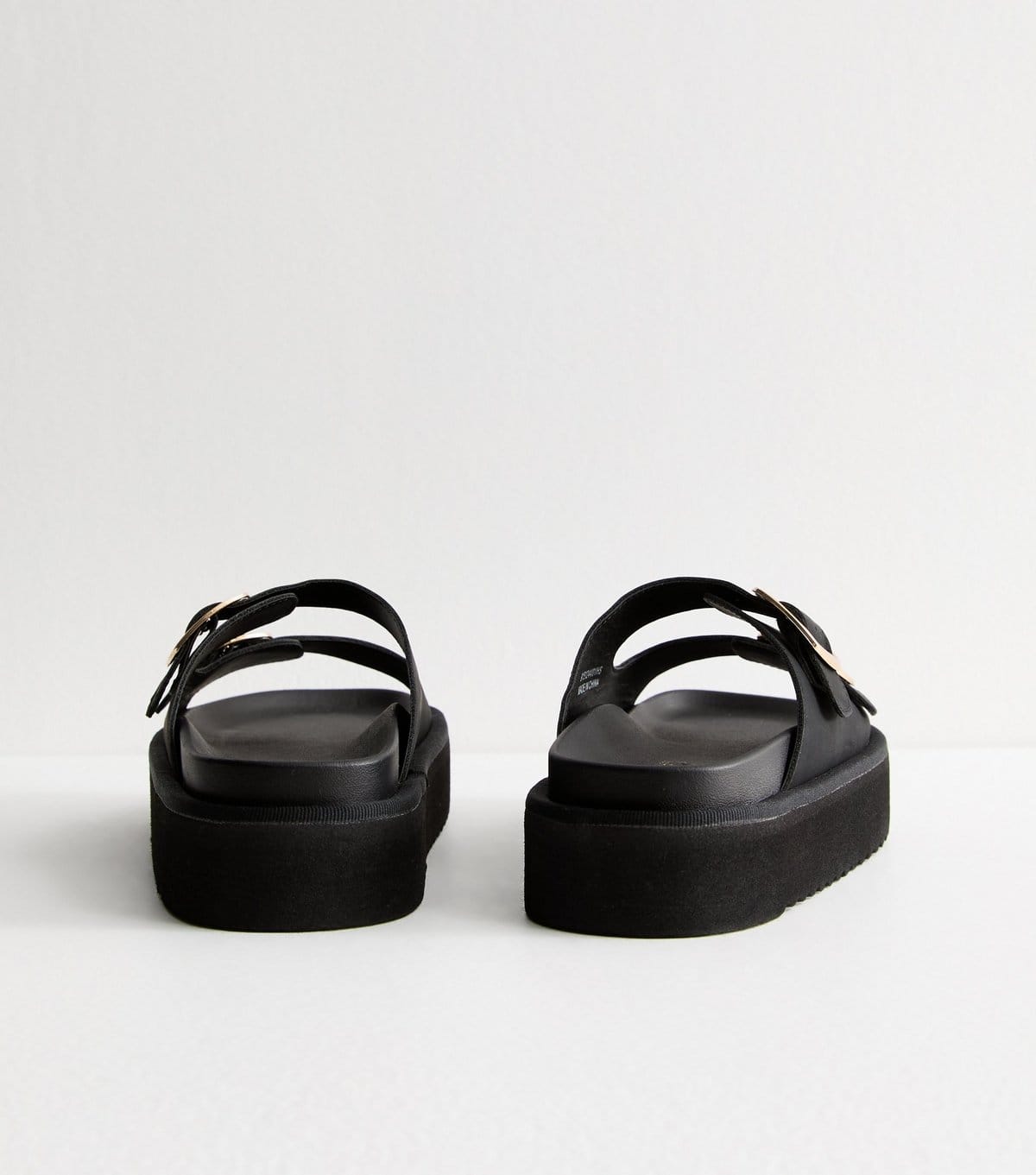 New Look Women's Black Faux Leather Flatform Sandals Vegan New Look - 4