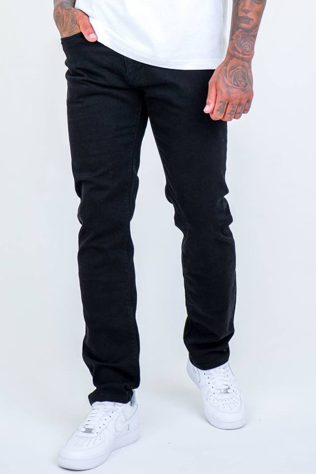 BCouture BCouture Men's Taper Fit Stretch Denim Jeans in Black - 2