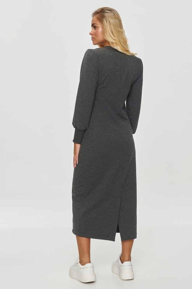 Love Lace Love Lace Women's Soft V Neck Rib Midi Dress in Grey - 2