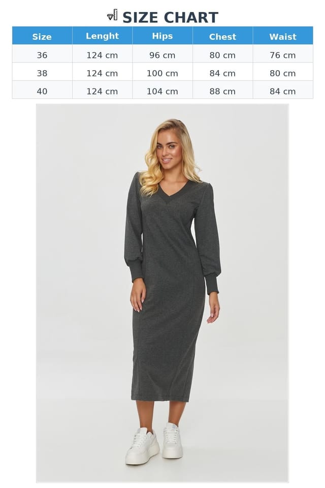 Love Lace Love Lace Women's Soft V Neck Rib Midi Dress in Grey - 3