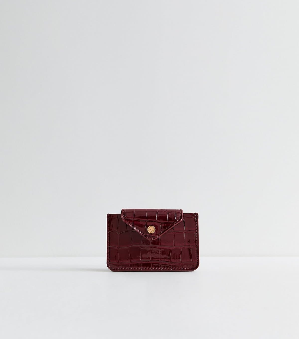 New Look Dark Burgundy Faux Leather Crocodile Texture Cardholder Vegan New Look