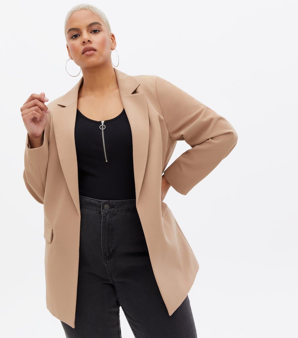 New Look Women's Plus Size Camel Oversized Blazer Curves New Look