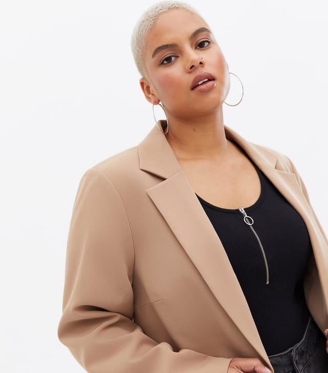 New Look Women's Plus Size Camel Oversized Blazer Curves New Look - 3