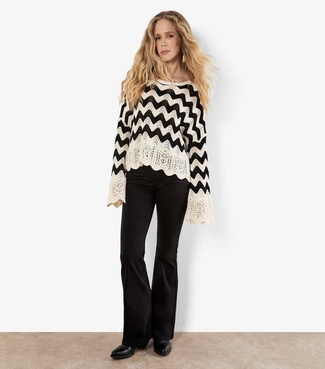 Apricot Women's Cream Open Chevron Knit Jumper Apricot New Look - 3