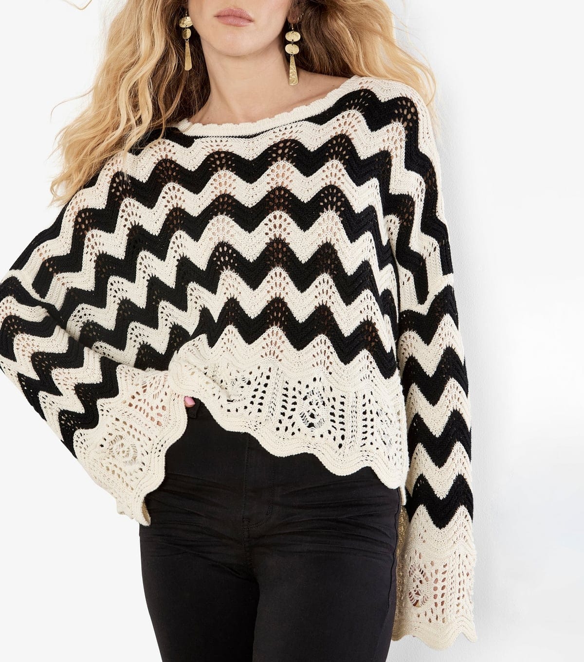 Apricot Women's Cream Open Chevron Knit Jumper Apricot New Look - 4