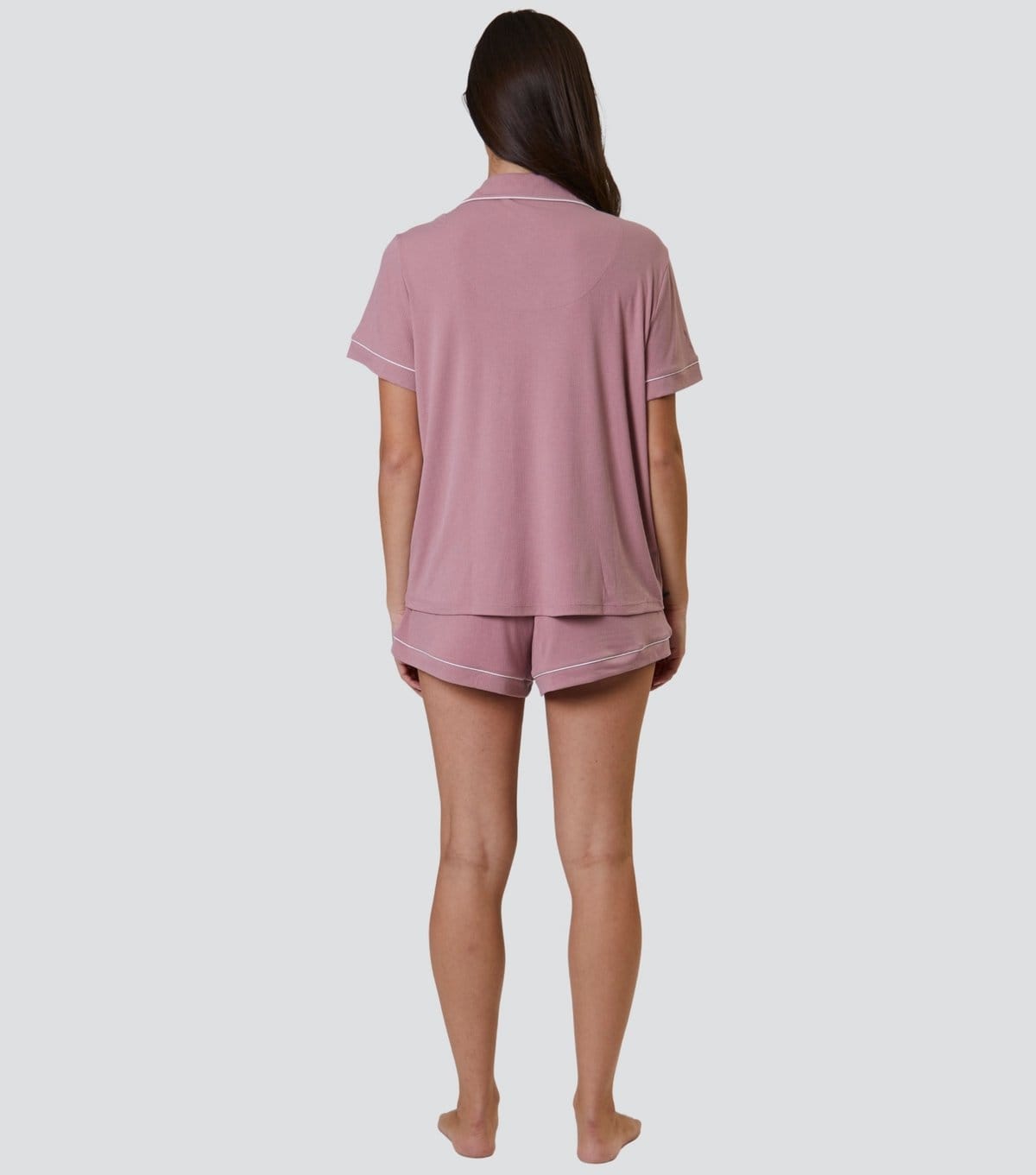 Loungeable Women's Pink Ribbed Shirt and Shorts Pyjama Set Loungeable New Look - 4