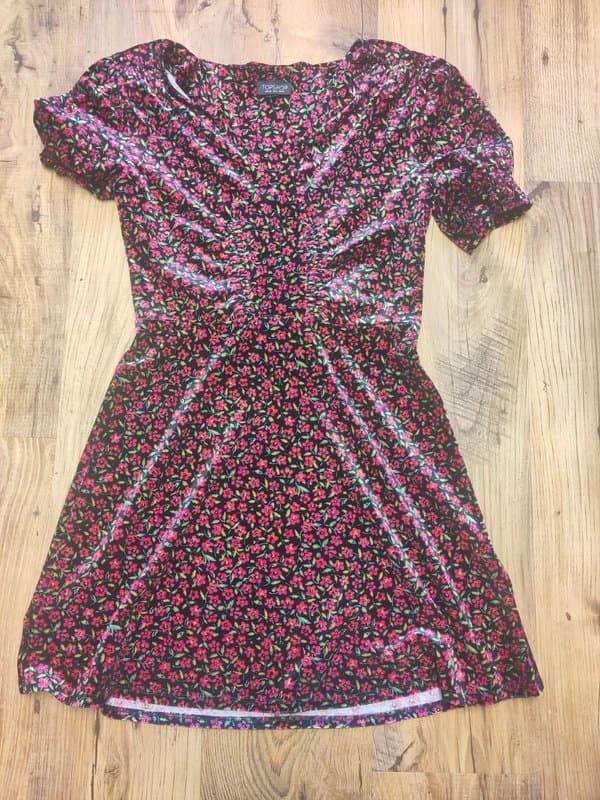 Topshop Velvet Floral Mini Dress