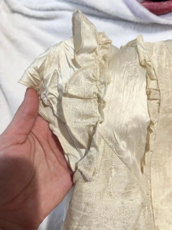 Per Una Creamy White Silk And Lace Ruffle Button-Up Blouse