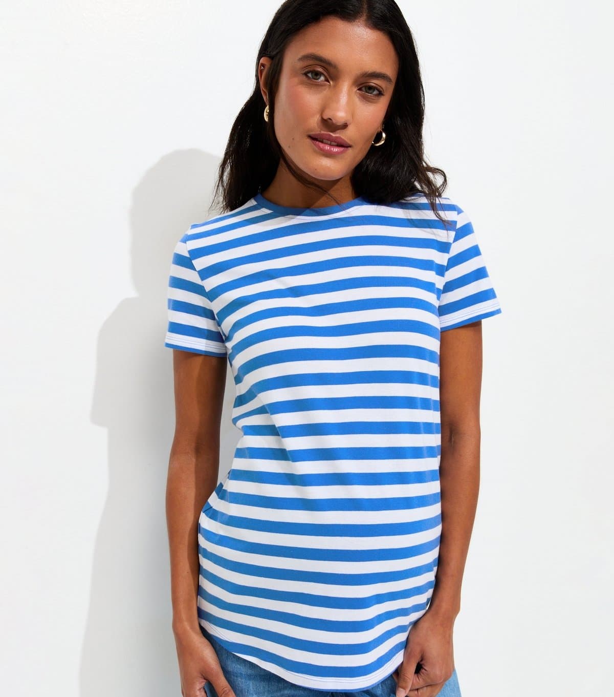 New Look Women's Maternity Blue Stripe Relaxed T-Shirt New Look