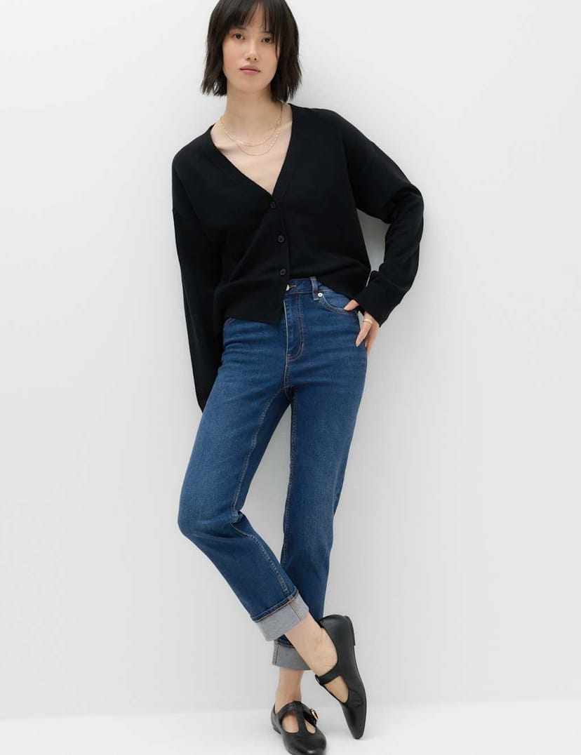 Marks & Spencer M&S Harper High Waisted Cigarette Cropped Jeans Medium Indigo - 1
