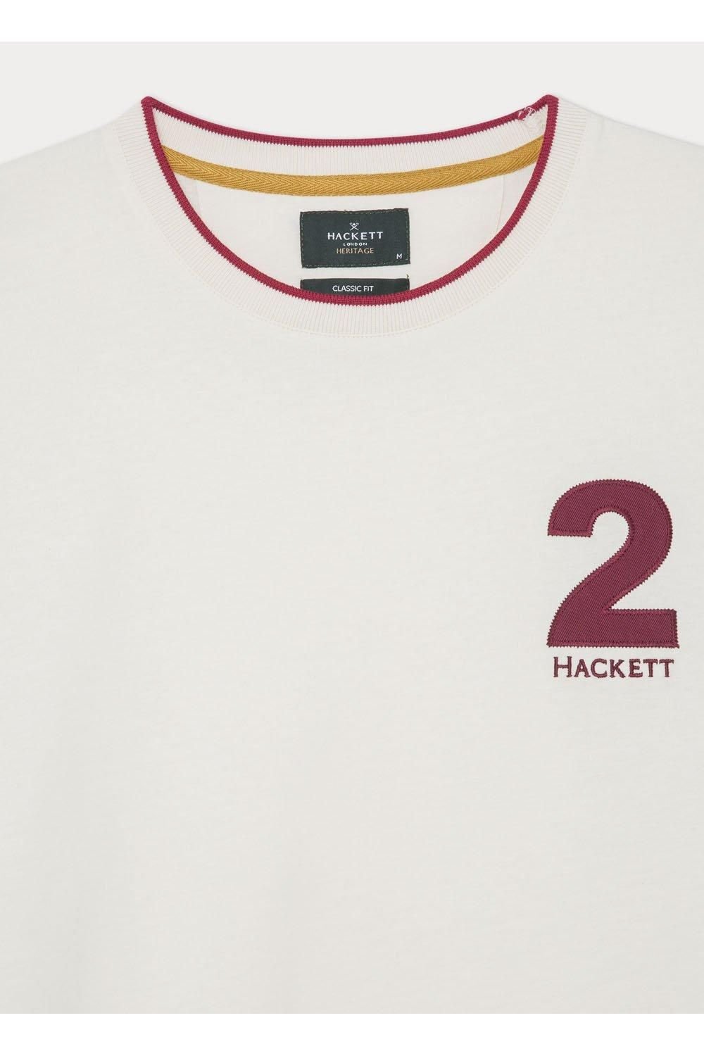 Hackett Hackett Men's Heritage Number 2 Short Sleeve T-Shirt White - 3