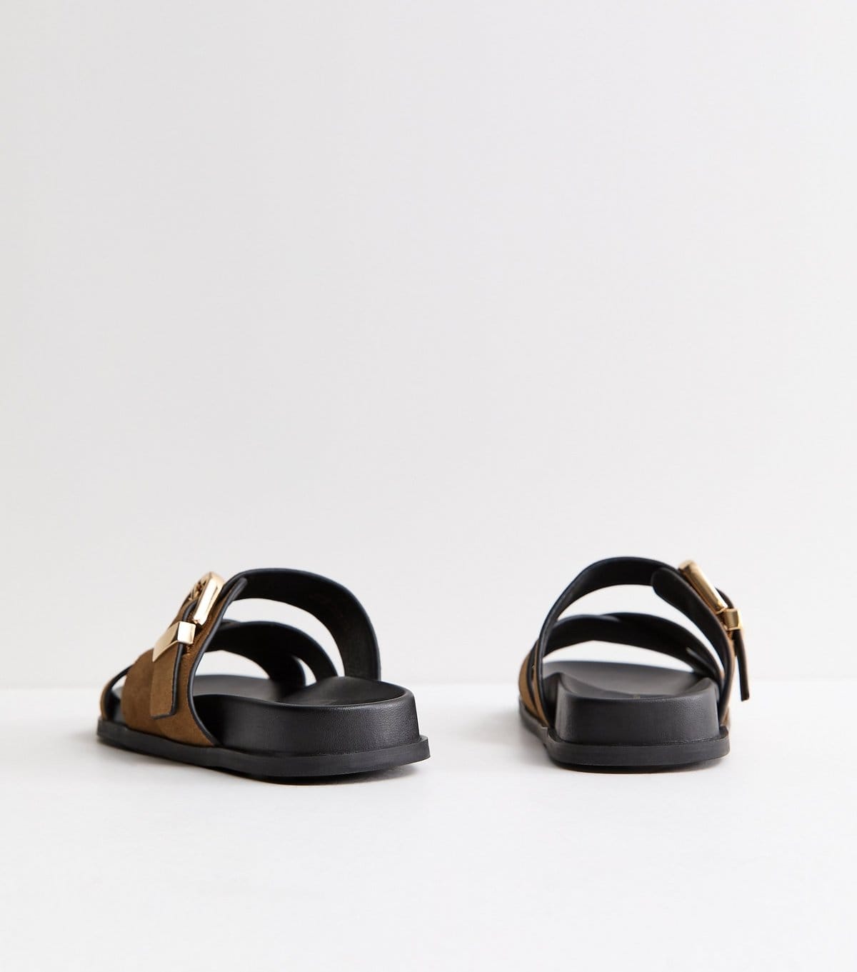 New Look Women's Premium Real Leather Tan Suede Cross Over Strap Flat Mule Sandals New Look - 4