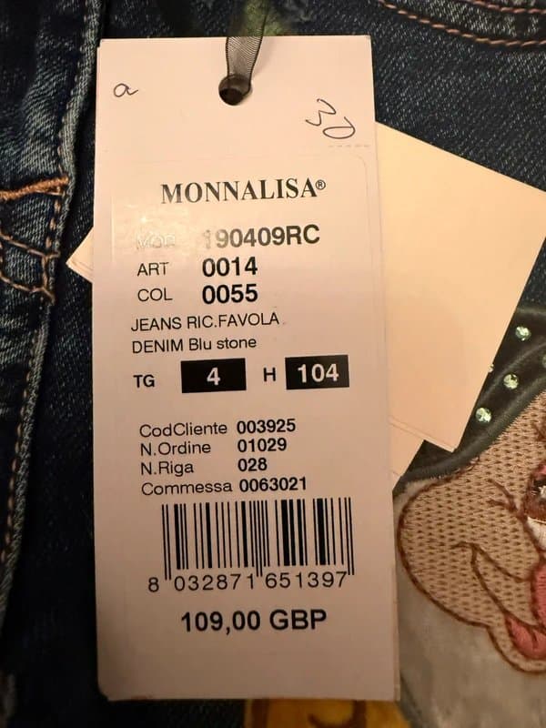 Monnalisa Monnalisa x Disney Girls Jeans - Age 4